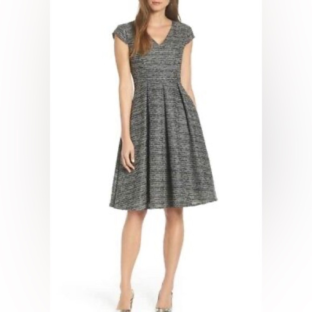 1901 Cap Sleeve Tweed Fit and Flare Dress- Size 10-Preowned